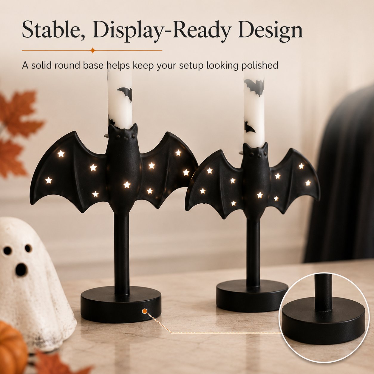 🎉🎃🦇 Flameless Bat Candle Holders for a Safer Halloween Glow(Candles not included)