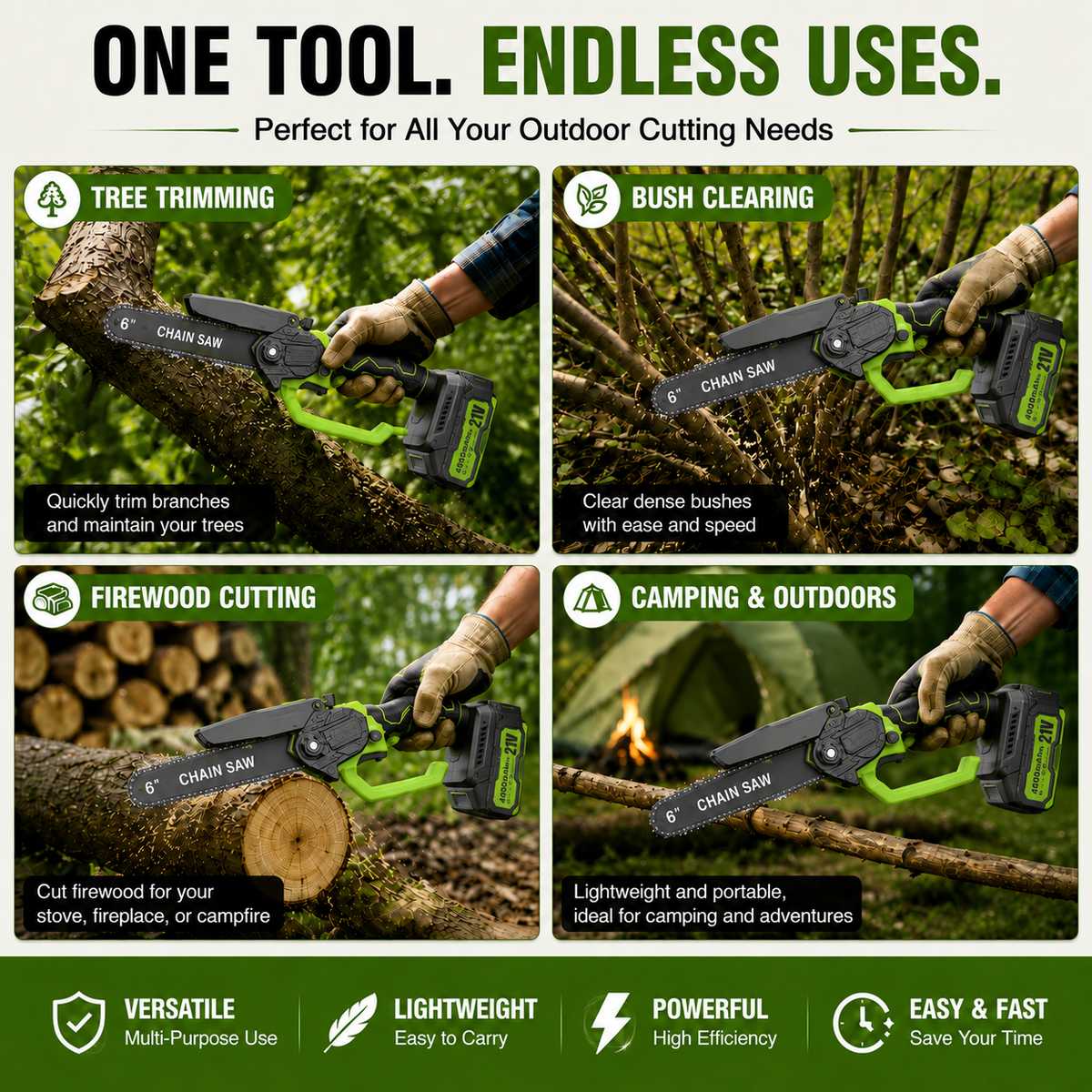 Mini Chainsaw 🔋 6-Inch Portable Electric Chainsaw for Tree Trimming & DIY URL Handle