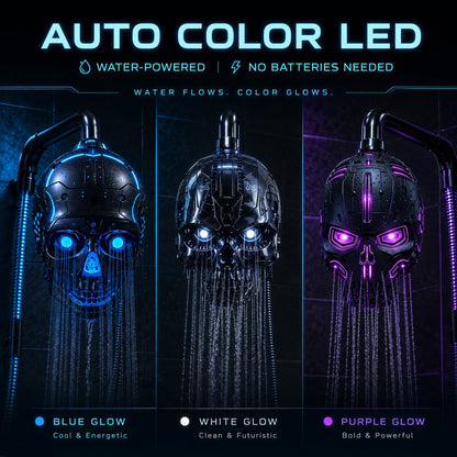 🚿👾Mecha Skull Color Changing LED Pressure Boost Shower Head