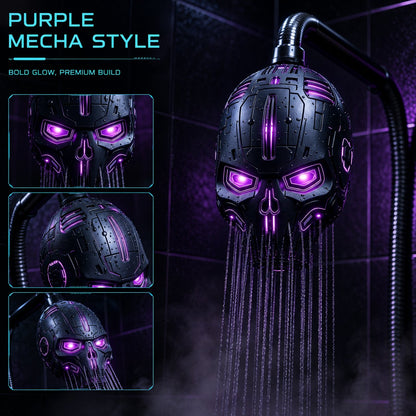 🚿👾Mecha Skull Color Changing LED Pressure Boost Shower Head