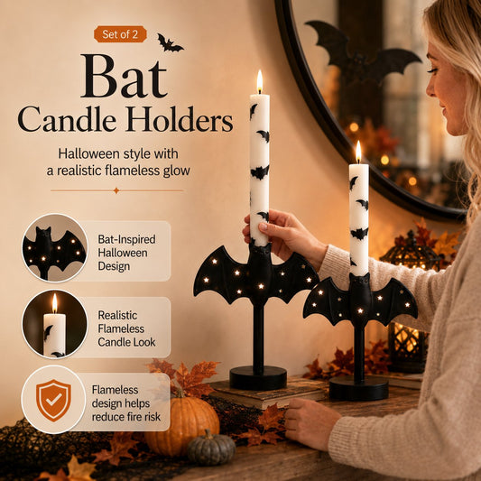 🎉🎃🦇 Flameless Bat Candle Holders for a Safer Halloween Glow（Candles not included）