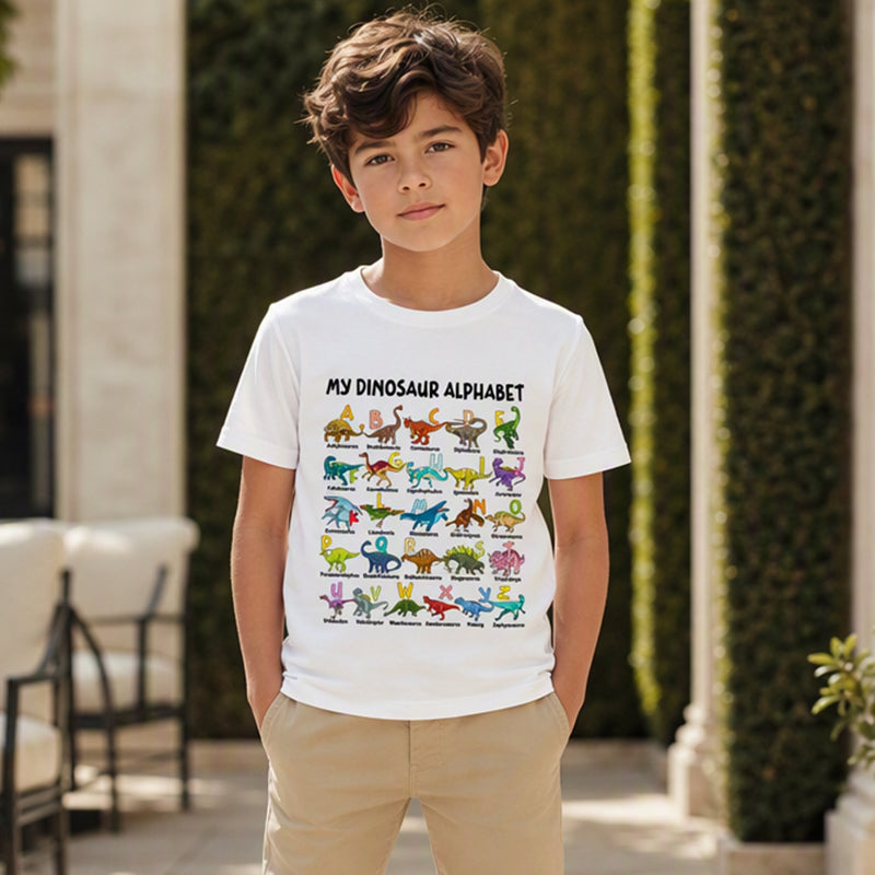 Kids Dinosaur Alphabet Graphic T-Shirt