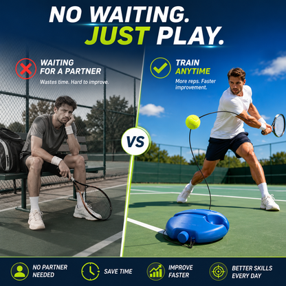 🎾 Solo Tennis Trainer Rebound Set – Practice Anytime, No Partner Needed，3 Balls