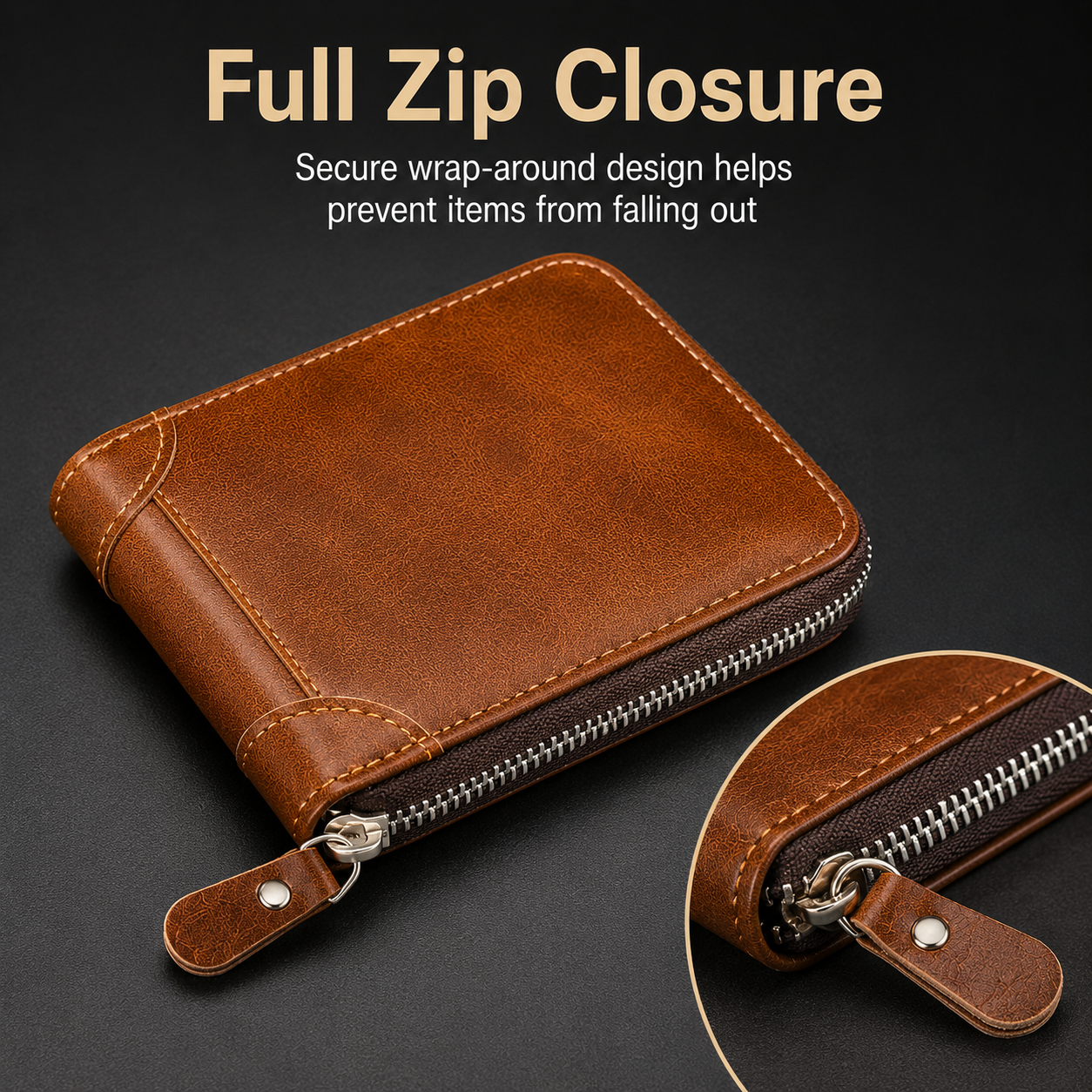 🔥LAST DAY 49% OFF🔥💼 Vintage Zip Wallet, Bifold Card Coin Purse