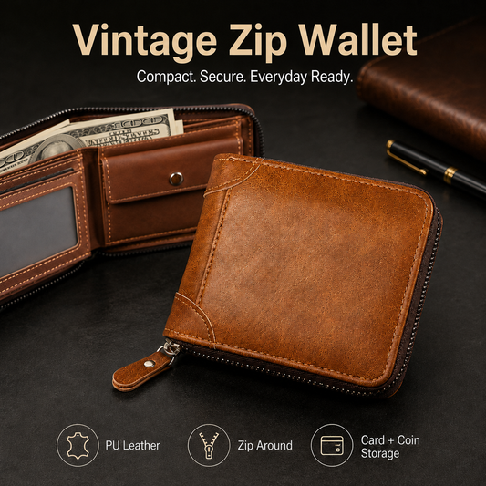 🔥LAST DAY 49% OFF🔥💼 Vintage Zip Wallet, Bifold Card Coin Purse