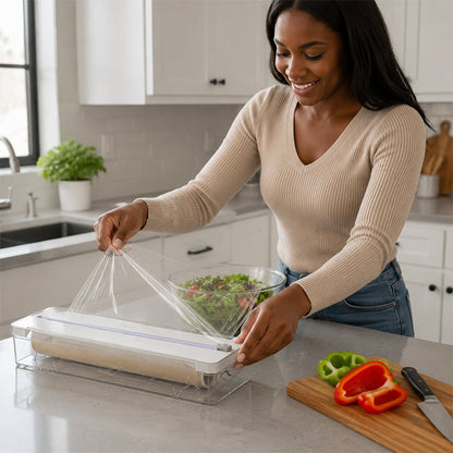 Kitchen Aluminum Foil Paper Plastic Wrap Storage Cutting Box