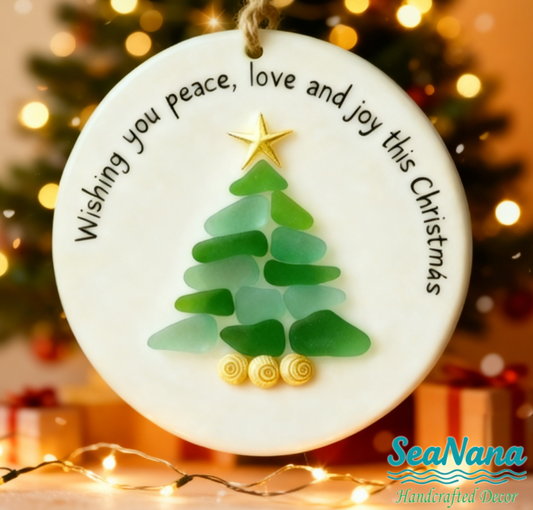 【GIFT OF THE TIDE Series🌊】Sea Glass Christmas Wish Plaque