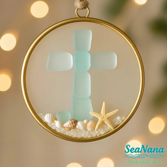 Sea Glass Cross Ornament