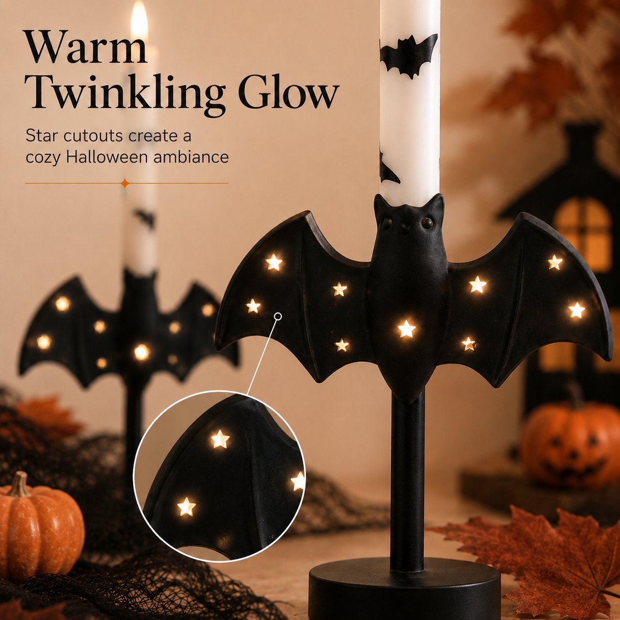 🎉🎃🦇 Flameless Bat Candle Holders for a Safer Halloween Glow（Candles not included）