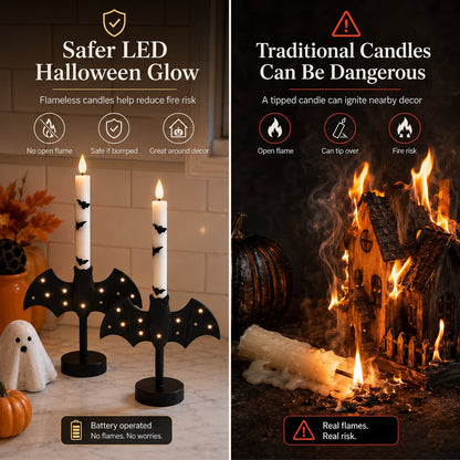 🎉🎃🦇 Flameless Bat Candle Holders for a Safer Halloween Glow（Candles not included）