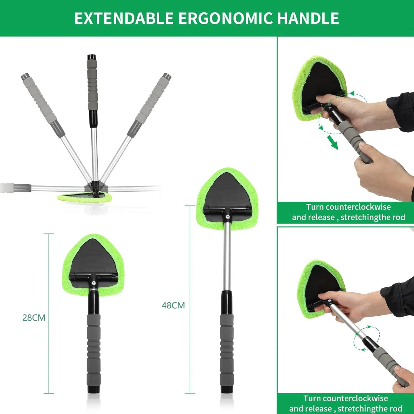 💥 💥 🔥 Windshield Cleaning Tool, Microfiber Car Window Cleaner with  Extendable Handle