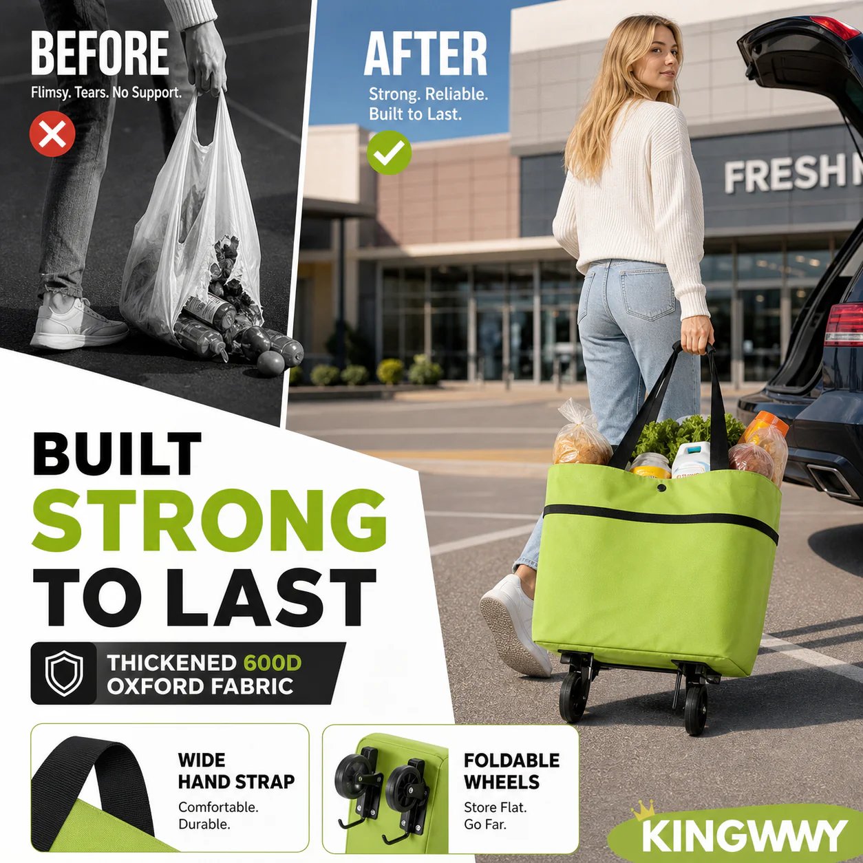 2-in-1 Foldable Shopping Cart