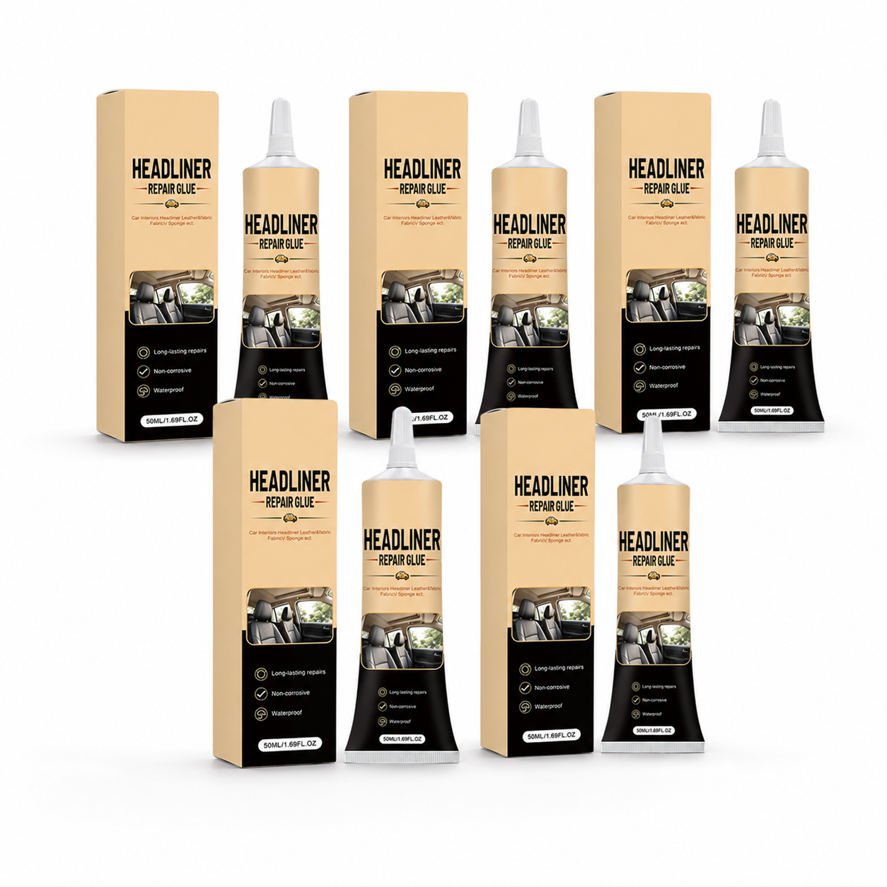 🎉49K+ Sold 🚗 Waterproof Car Headliner Repair Glue, High Strength Adhesive for Sagging Car Ceiling & Interior
