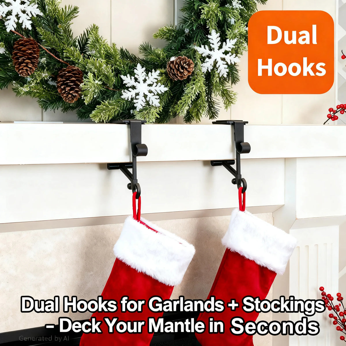 Fireplace Stocking and Garland Hanger