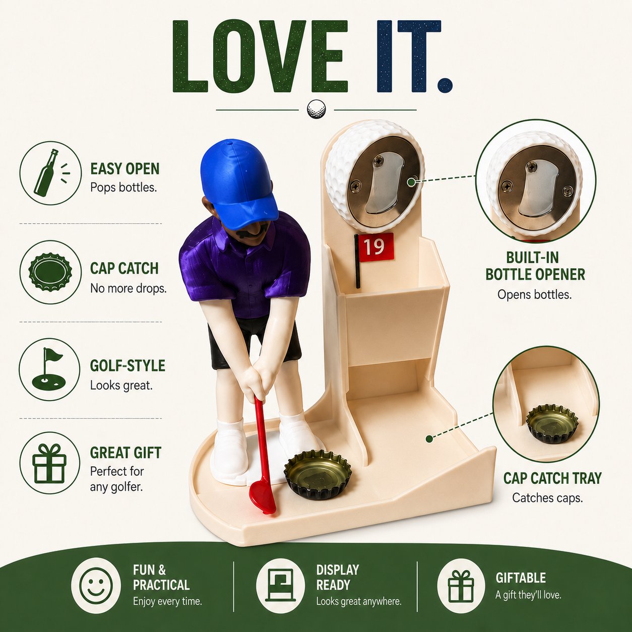 ⚡ Limited-Time 65% OFF 🍺Golf Cap Launcher Fridge Magnet Bottle Opener🏌️
