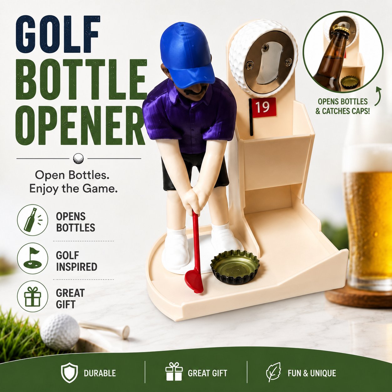 ⚡ Limited-Time 65% OFF 🍺Golf Cap Launcher Fridge Magnet Bottle Opener🏌️