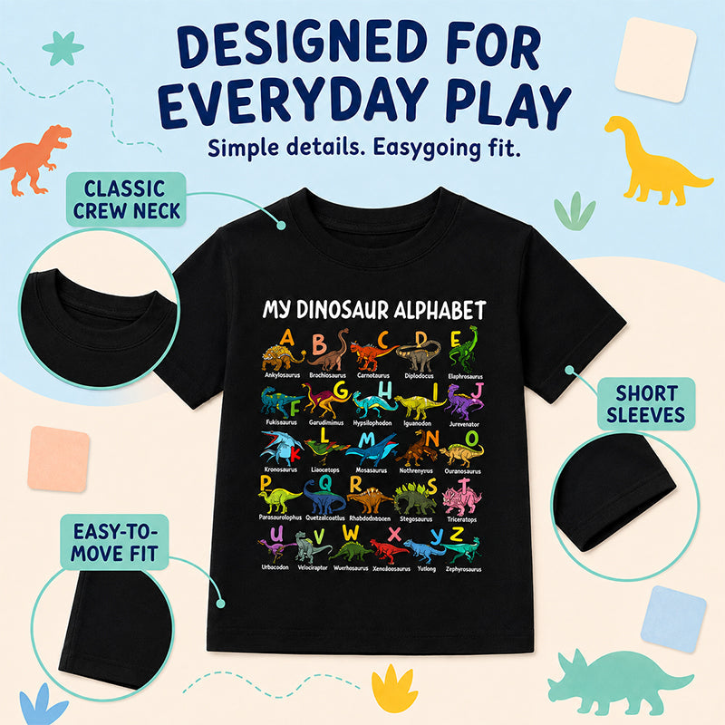 Kids Dinosaur Alphabet Graphic T-Shirt