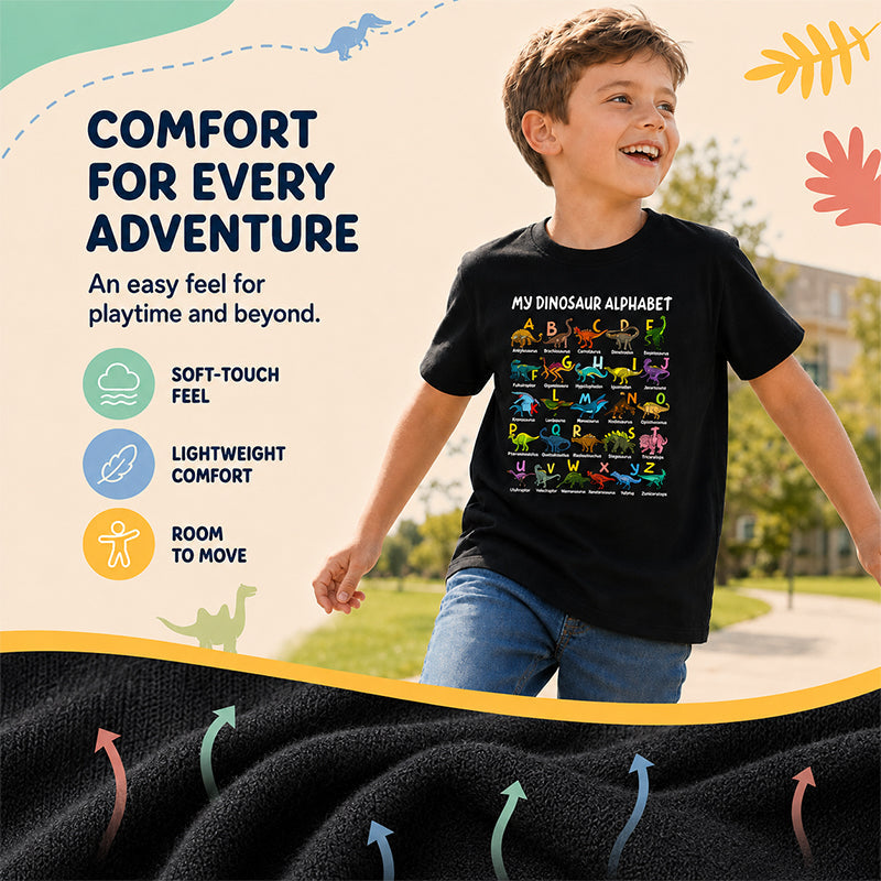 Kids Dinosaur Alphabet Graphic T-Shirt