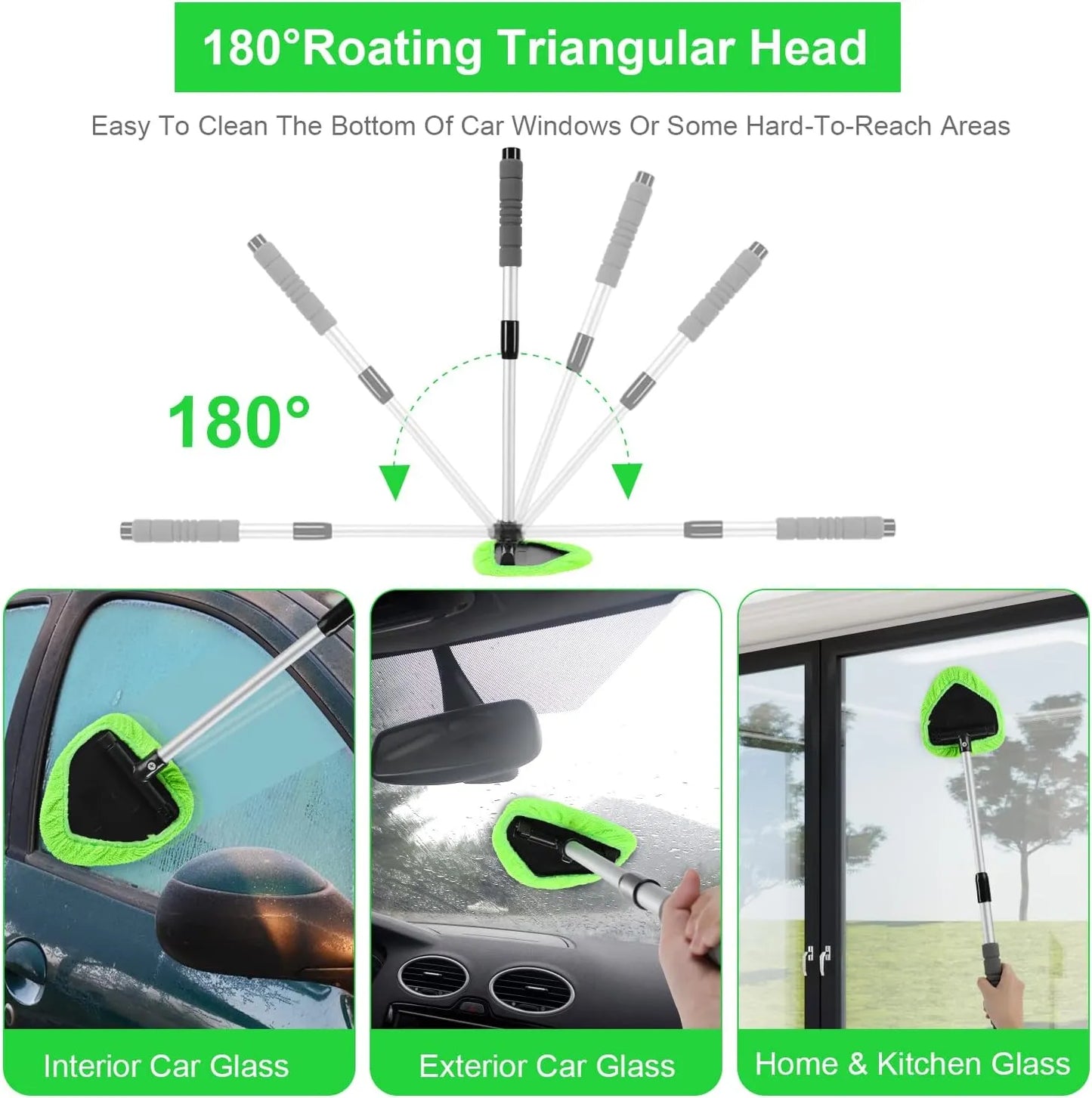 💥 💥 🔥 Windshield Cleaning Tool, Microfiber Car Window Cleaner with  Extendable Handle