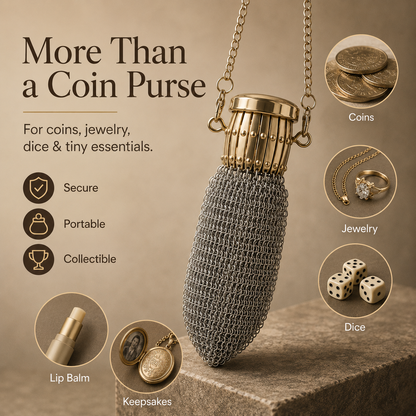 Vintage-Inspired Metal Mesh Coin Purse – Expandable Stainless Steel Pocket Wallet & Collectible Gift