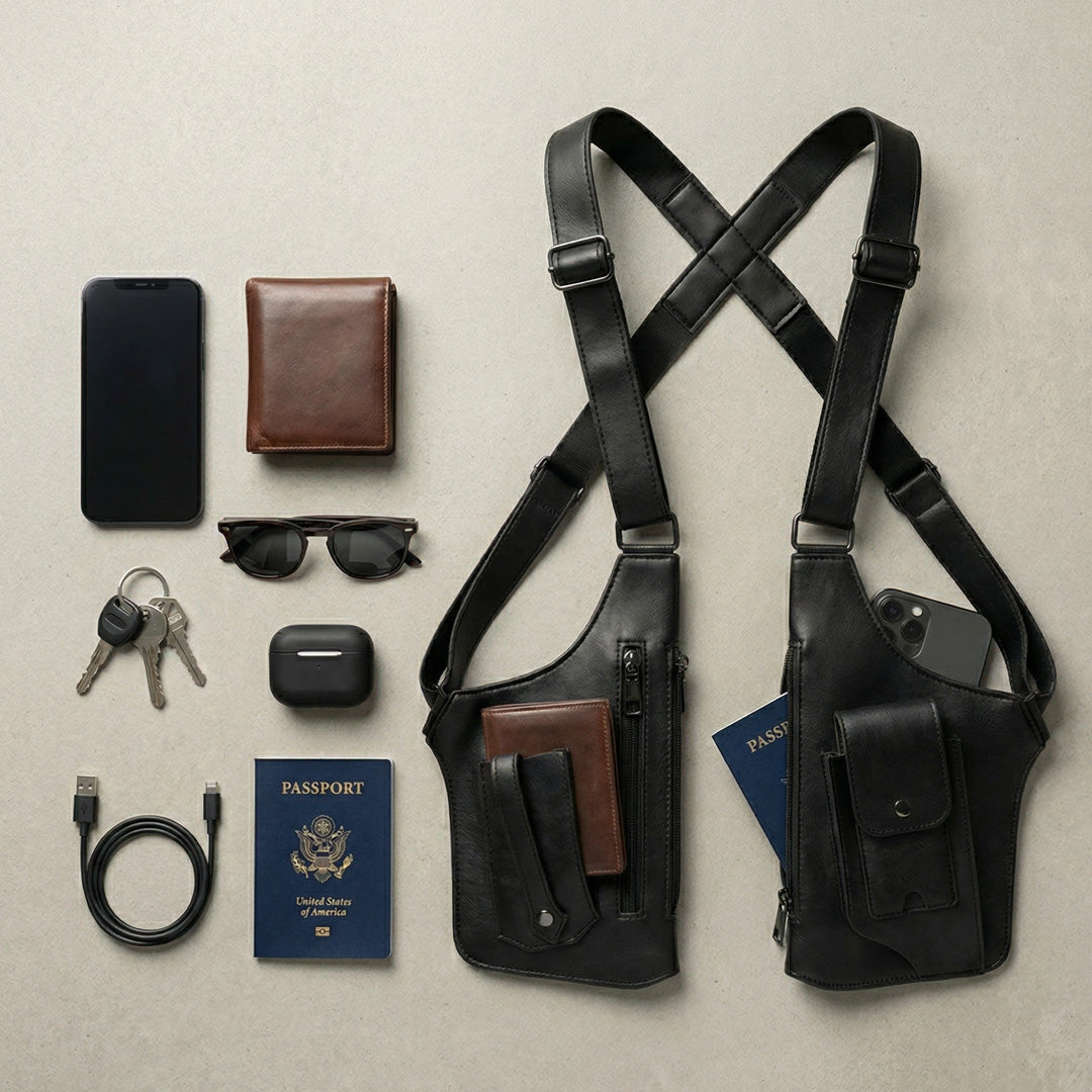 Premium Leather Adjustable Underarm Shoulder Bag for Men & Women