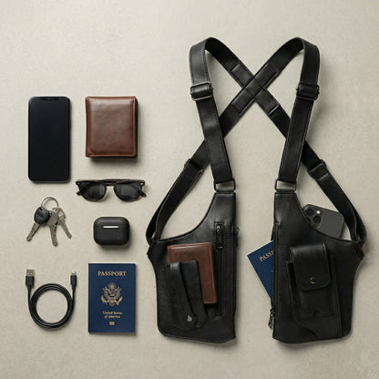 Premium Leather Adjustable Underarm Shoulder Bag for Men & Women