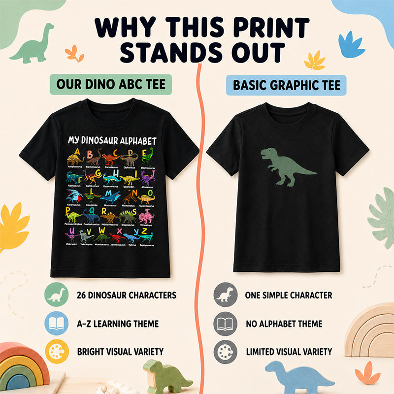 Kids Dinosaur Alphabet Graphic T-Shirt