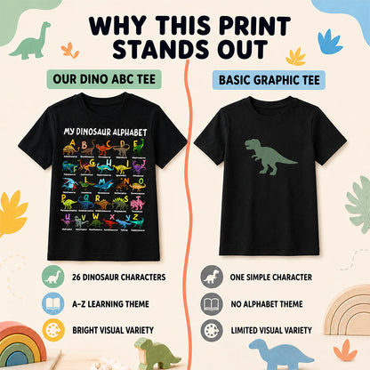 Kids Dinosaur Alphabet Graphic T-Shirt