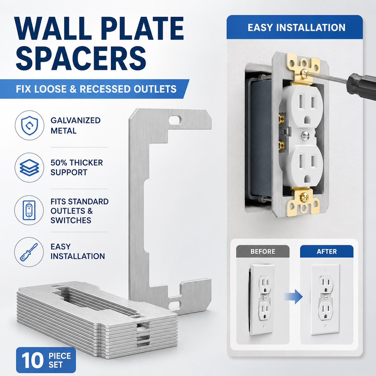 🔌 Outlet Leveling Spacers | Fix Loose & Recessed Outlets For A Flush Finish🔧