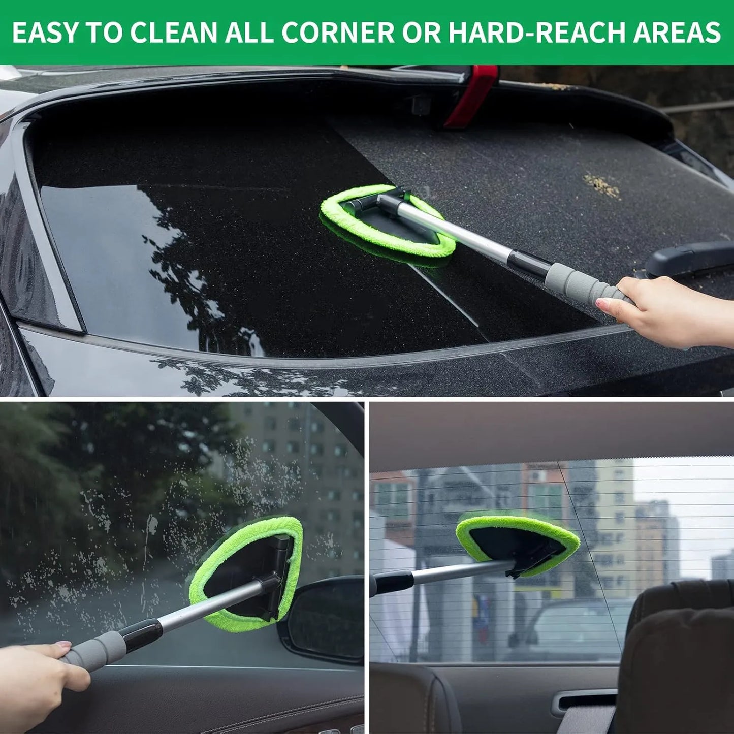 💥 💥 🔥 Windshield Cleaning Tool, Microfiber Car Window Cleaner with  Extendable Handle