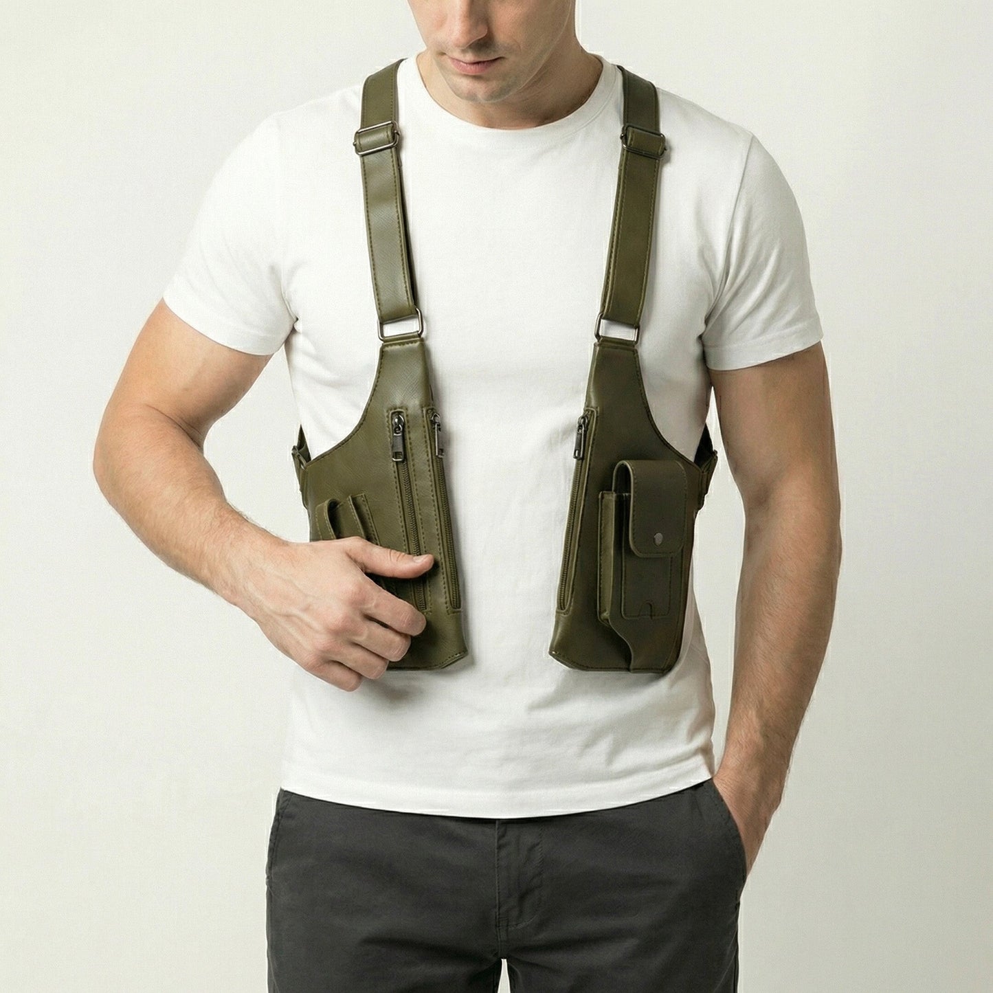 Premium Leather Adjustable Underarm Shoulder Bag for Men & Women