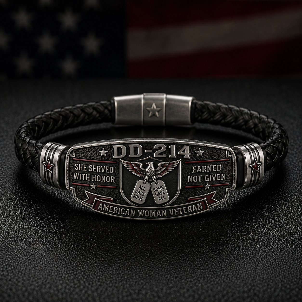 🎖️DD-214 American Woman Veteran Bracelet — She Served With Honor