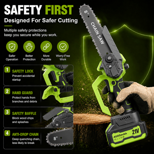 Mini Chainsaw 🔋 6-Inch Portable Electric Chainsaw for Tree Trimming & DIY  URL Handle