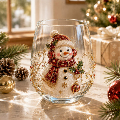 🎄✨ Christmas Glass Art Cup | Luxury Raised Holiday Glassware for Drinks, Decor & Christmas Gifts 🎁