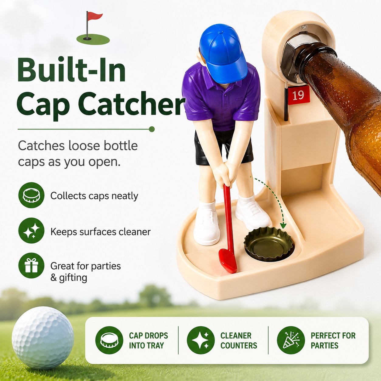 ⚡ Limited-Time 65% OFF 🍺Golf Cap Launcher Fridge Magnet Bottle Opener🏌️
