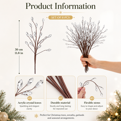 🎄Crystal Christmas Tree Picks – Sparkling 11.8" Holiday Branch Decorations