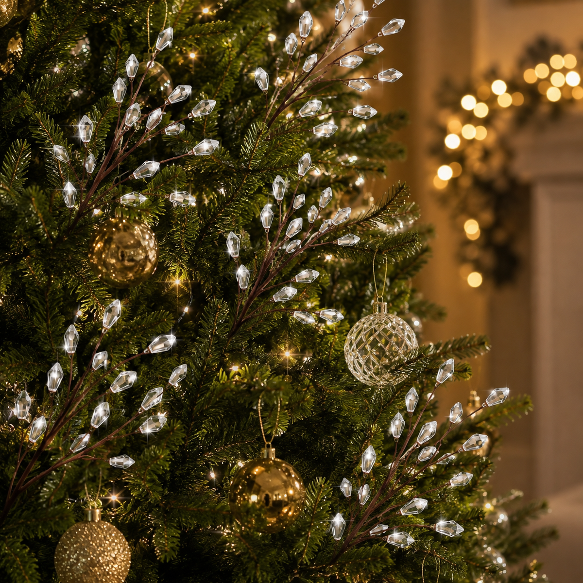 🎄Crystal Christmas Tree Picks – Sparkling 11.8" Holiday Branch Decorations