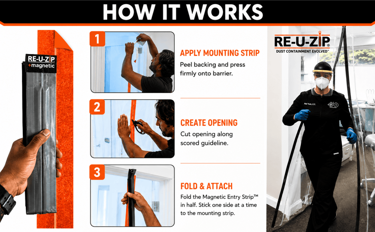 RE-U-ZIP® Self-Closing Magnetic Entry Strip™ | 3-Pack