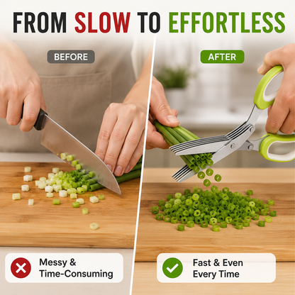5-Blade Stainless Steel Herb Scissors with Protective Sheath