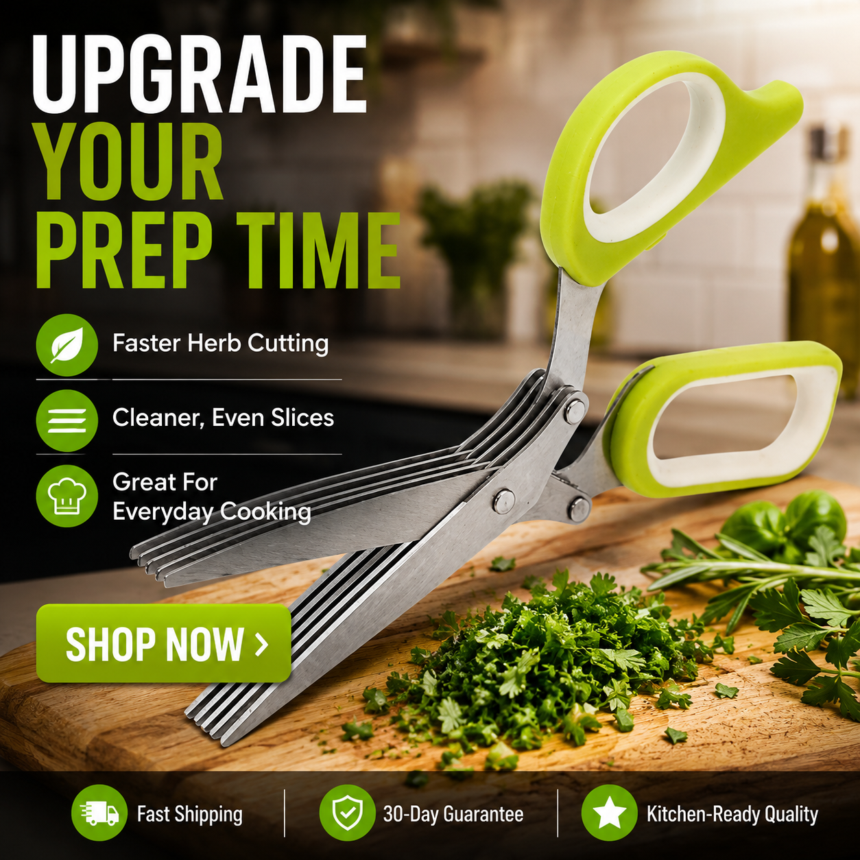 5-Blade Stainless Steel Herb Scissors with Protective Sheath